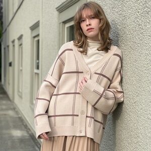 OVERSIZED PLAID CARDIGAN - oak and Fort - medium